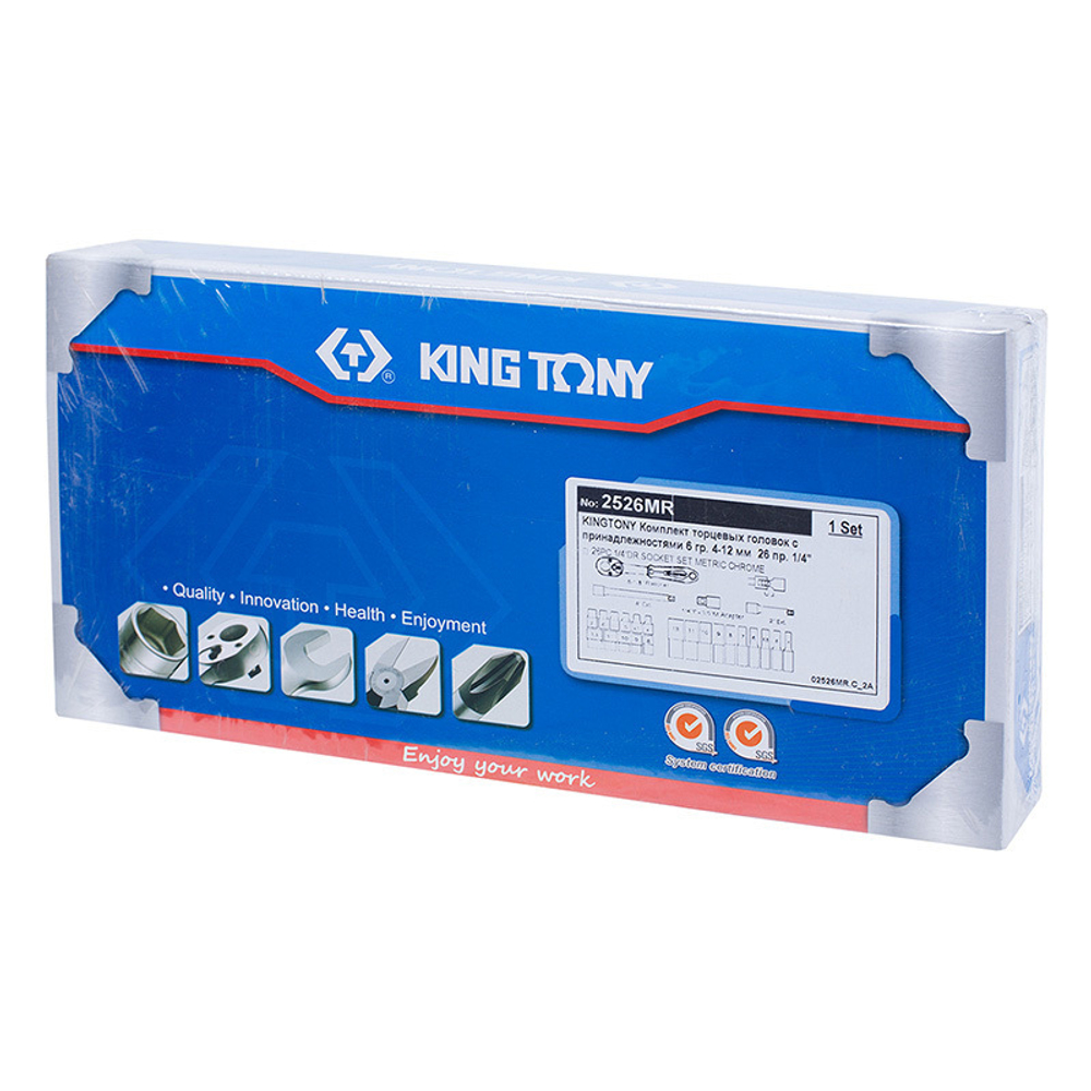 KING TONY (2526MR) Набор торцевых головок с принадлежностями 1/4", 6-гранные, 4-13 мм, 26 предметов