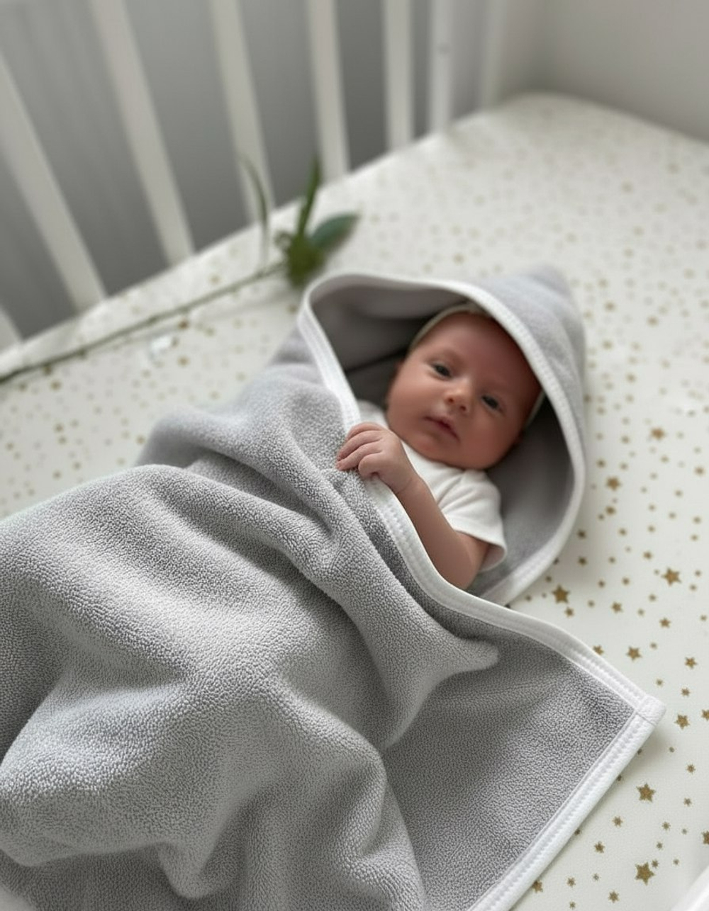 Полотенце детское махровое с уголком серое с именем