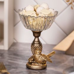 Фруктовница Терра Сонг Бронза с чашей из стекла