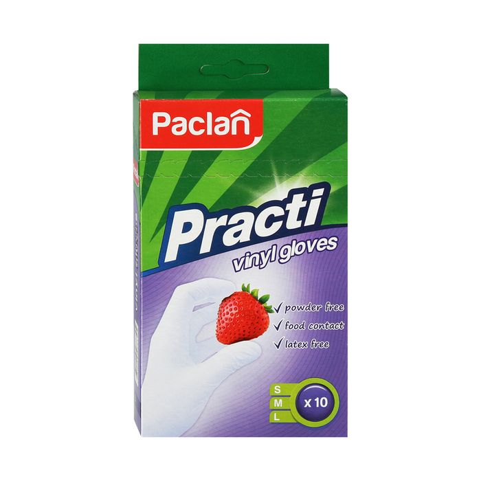 Перчатки Paclan Practi виниловые, размер М, 10шт.