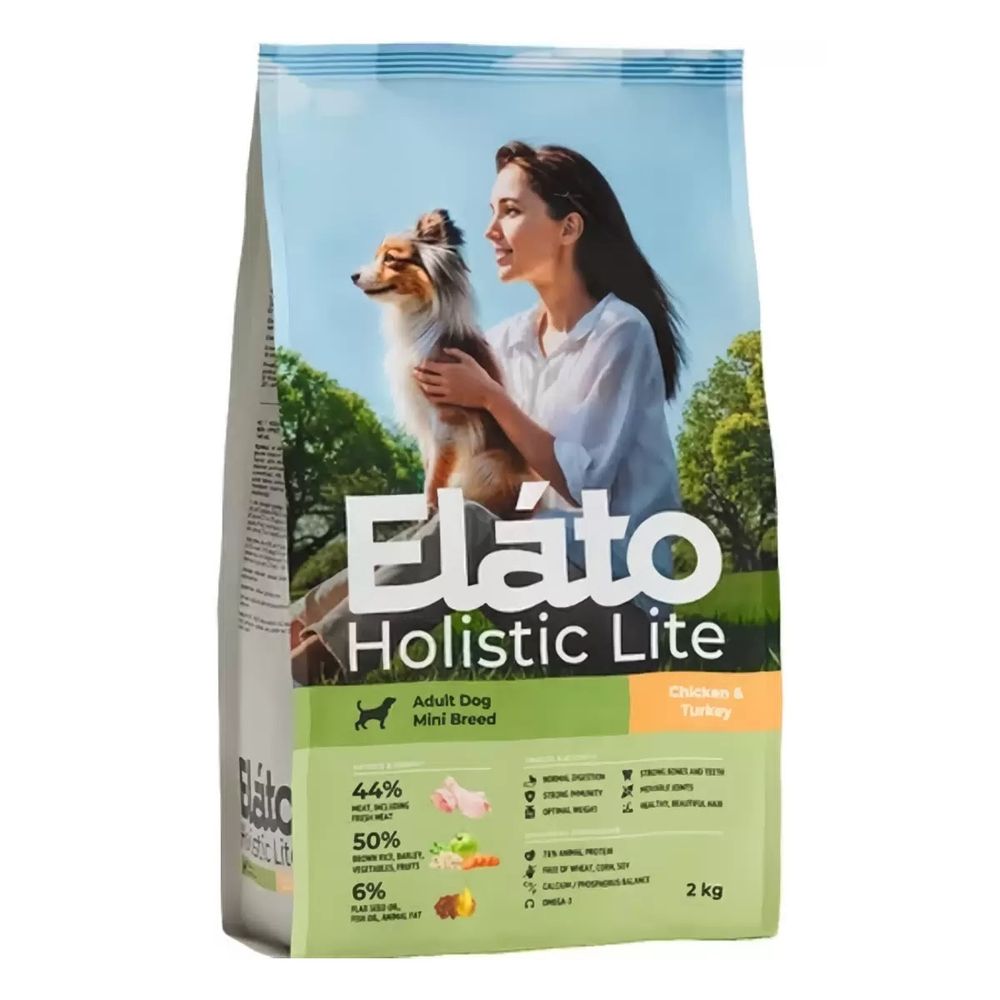 Сухой корм Elato Holistic Lite для собак мелких пород с курицей и индейкой - 2 кг