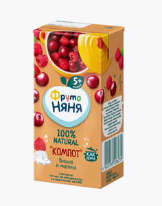 КОМПОТ ФРУТО НЯНЯ ВИШНЯ МАЛИНА 200МЛ