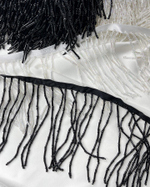 Бахрома из стекляруса и бисера белая прозрачная 10 см