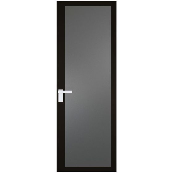 Алюминиевая дверь 2AGК кромка вайт стекло мателюкс графит прокрас чёрный