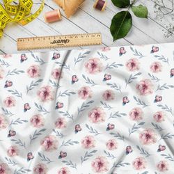 Ткань оксфорд 210 нежные цветы с веточками