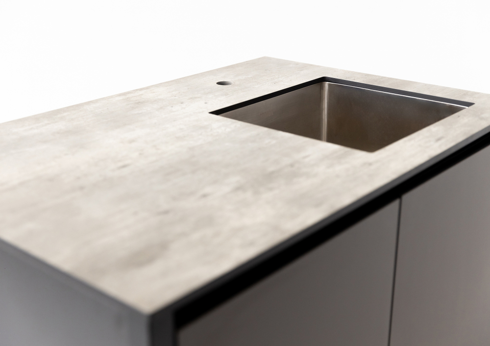 Шкаф напольный с мойкой Lounge D-04S-R, 90 см, черный/серый каспий