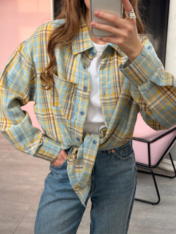 Рубашка в клетку голубой