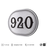 Номерок на дверь квартиры 920, для кабинета, офиса, шильдик 9 х 7 см, серебристый, Айдентика Технолоджи