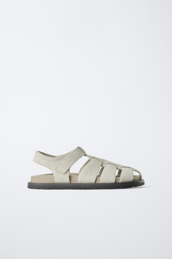 ZARA КОЖАНЫЕ САНДАЛИИ, ЭКРЮ