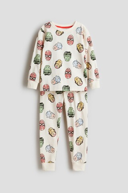 H&M Пижамный комплект с принтом, кремовый