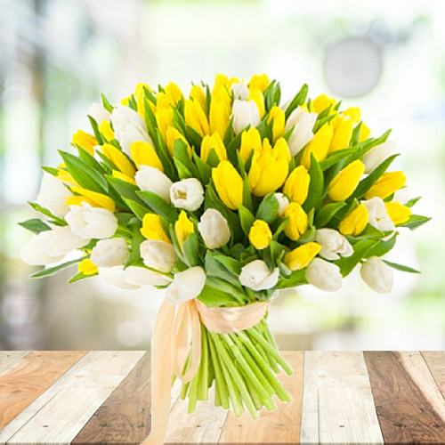 Купить Тюльпаны «Солнечный микс» от 9шт