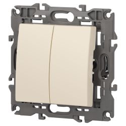 14-1104-02 ЭРА Выключатель двойной, 10АХ-250В, IP20, Эра Elegance, сл.кость | Elegance Слоновая кость