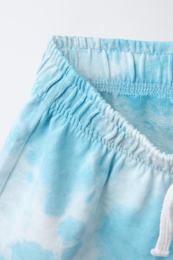 ZARA ШОРТЫ С ПРИНТОМ ТАЙ-ДАЙ, СИНИЙ