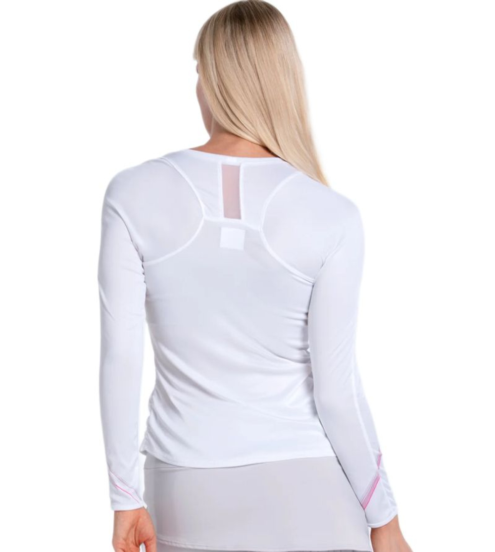 Женская теннисная футболка с длинным рукавом Lucky in Love Weave It To Me Long Sleeve - white