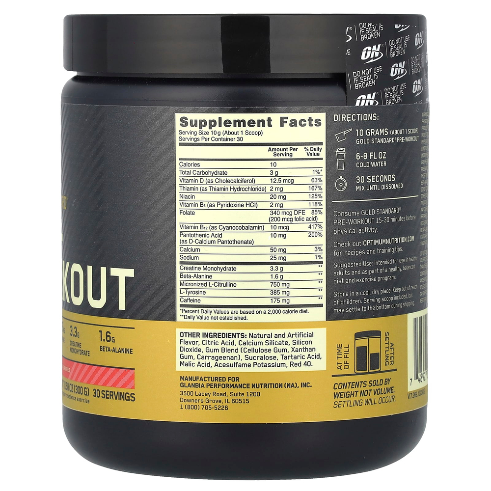 Optimum Nutrition, Gold Standard, предтренировочный комплекс, фруктовый пунш, 300 г (10,58 унции)