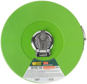 Рулетка, фибергласовая лента, зеленый пластиковый корпус 30 м