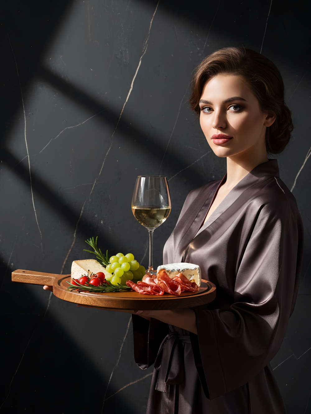 Разделочная доска круглая 30 см с ручкой