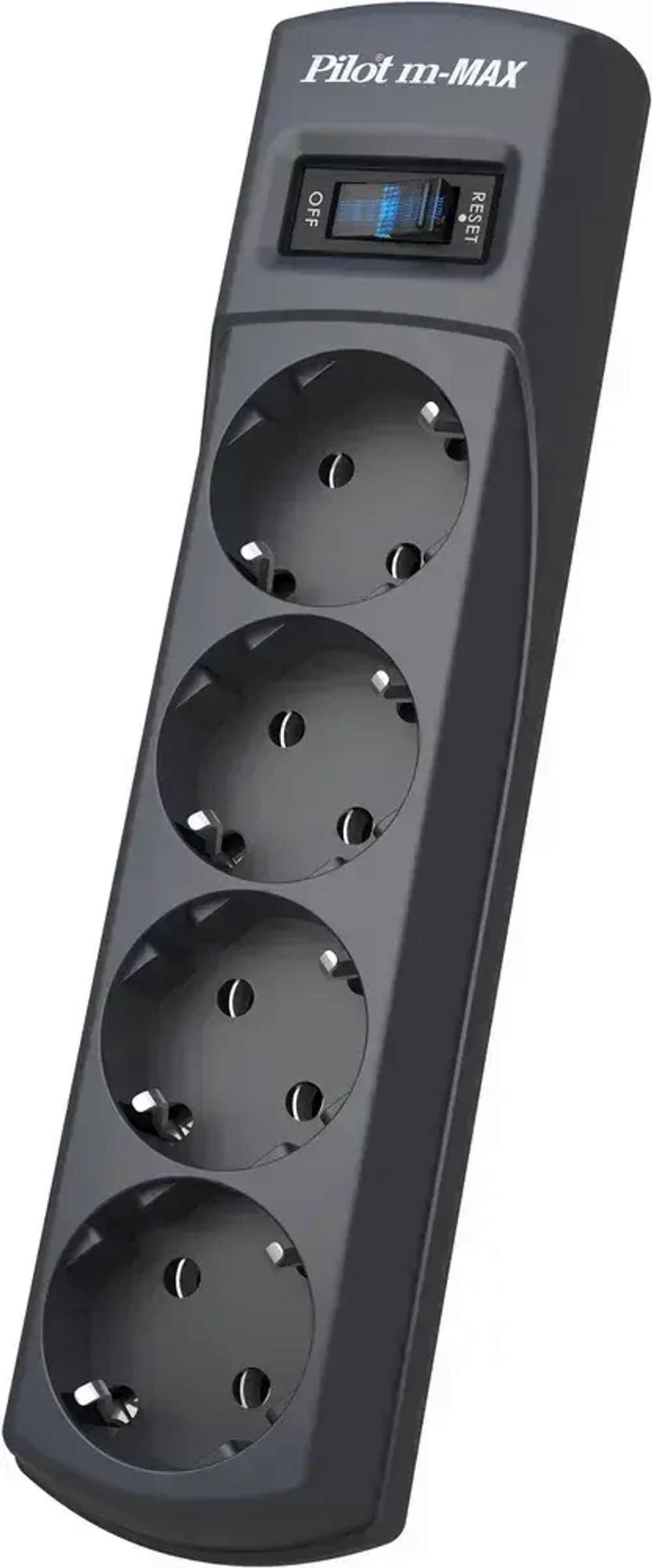 Удлинитель ZIS Pilot, сетевой фильтр, 3300 Вт / 15А, 4 розетки, 1.8 метра, с выключателем