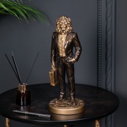 Скульптура Лев Бизнесмен Бронза Коричневый