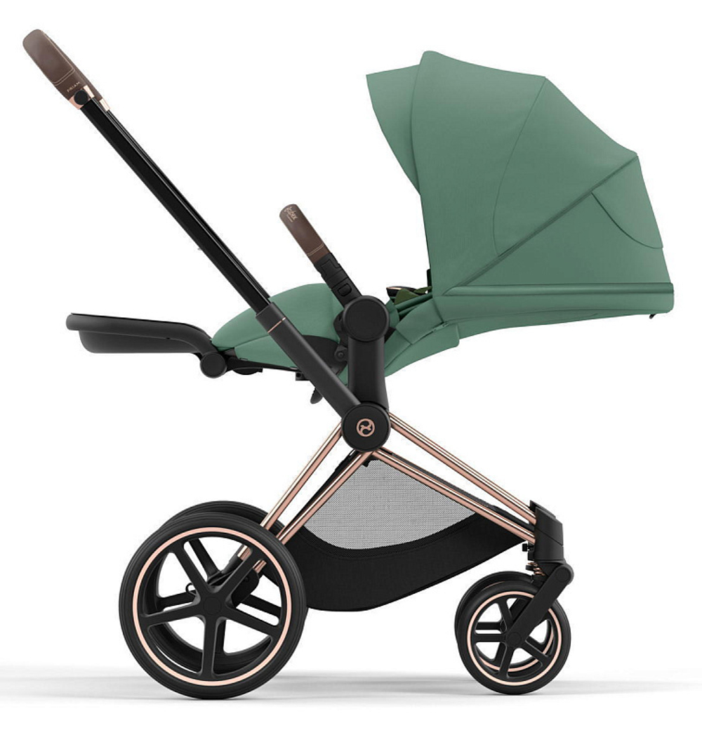 Коляска 3 в 1 Cybex Priam IV Rosegold complete и автокресло Cloud T i-Size Platinum White Plus Leaf Green