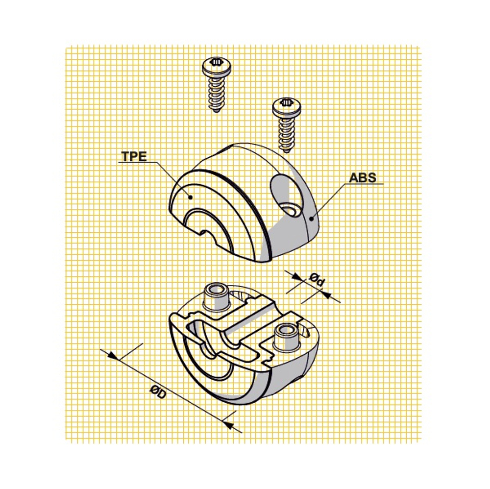 Съёмный ограничитель кабеля, диаметр отверстия 16 мм, ZECA (Италия)