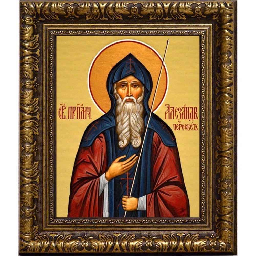 Александр Пересвет воин, схимонах. Икона на холсте.