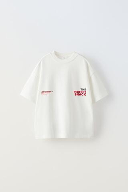 ZARA ФУТБОЛКА С ПРИНТОМ «ФРУКТЫ», ЭКРЮ