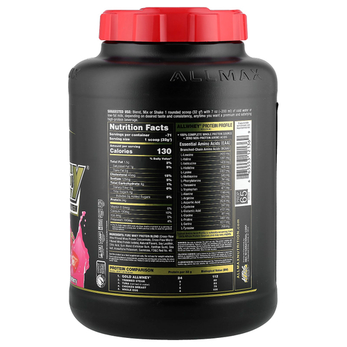 ALLMAX, GOLD ALLWHEY®, сывороточный протеин премиального качества, клубничный вкус, 2,27 кг (5 фунтов)
