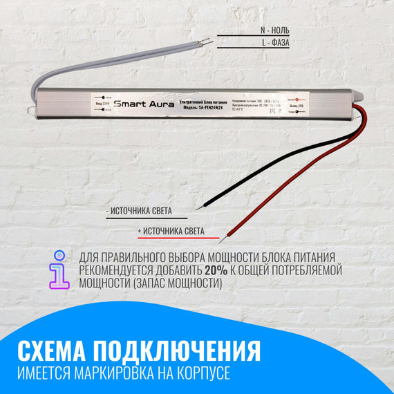 Ультратонкий блок питания Smart Aura для светодиодной ленты