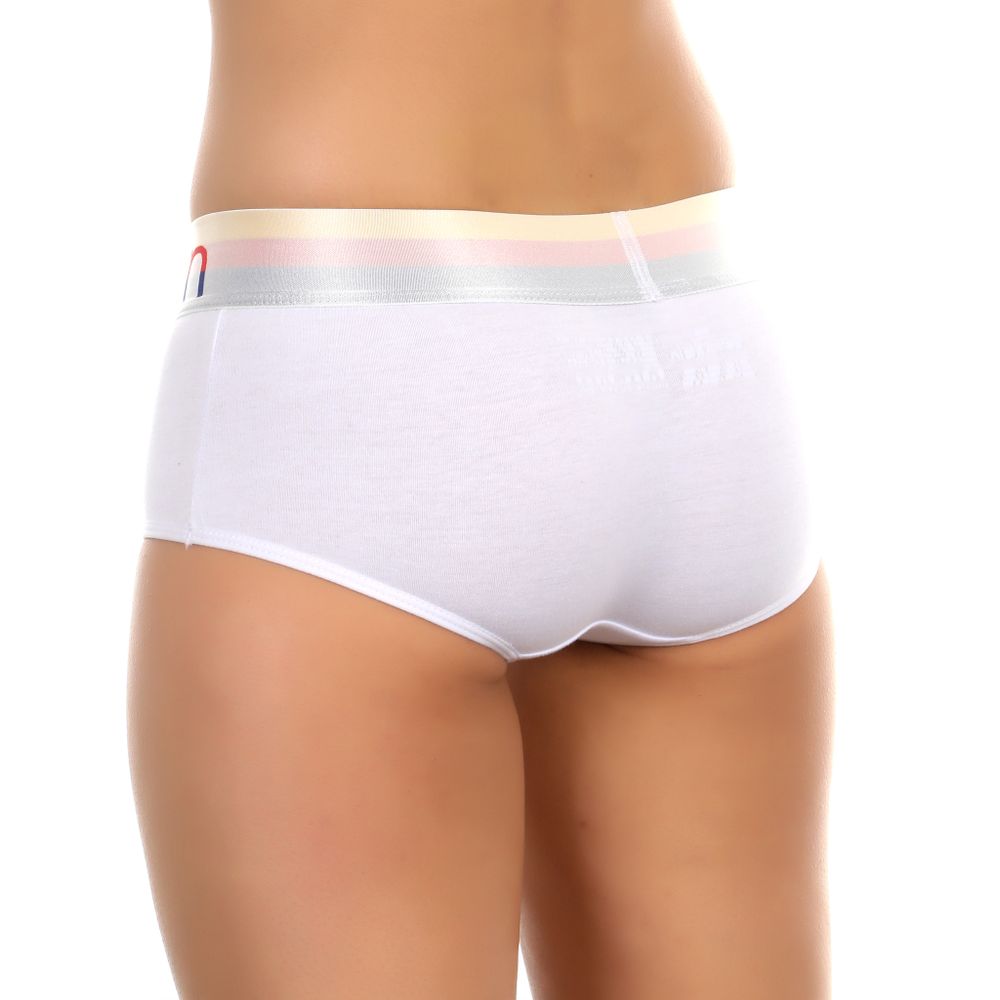 Женские трусы-шорты белые с разноцветной резинкой Calvin Klein Women White Multicolor Waistband