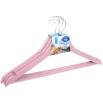 Плечики деревянные с выемками 3шт «ИДЕЯДОМА», цвет пудровый, 40*21см (Селфи)