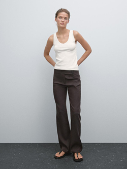 Massimo Dutti Топ из смесового хлопа, натуральный, кремовый