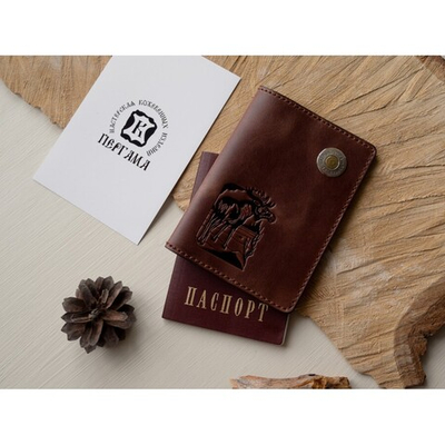 Обложка для паспорта (Коричневый, Лось)