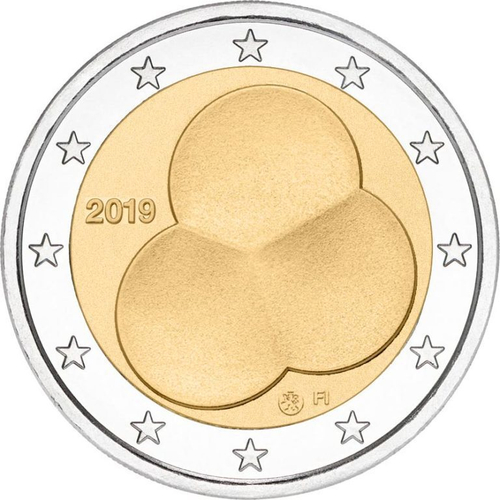 2 евро. Финляндия - 100 лет Конституции. 2019 год