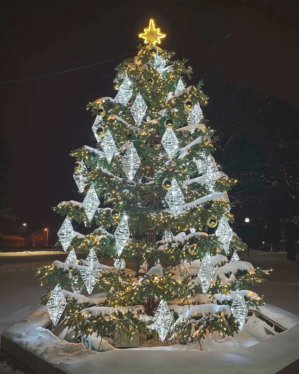 Макушка - звезда на елку «Роза ветров» из стеклонити