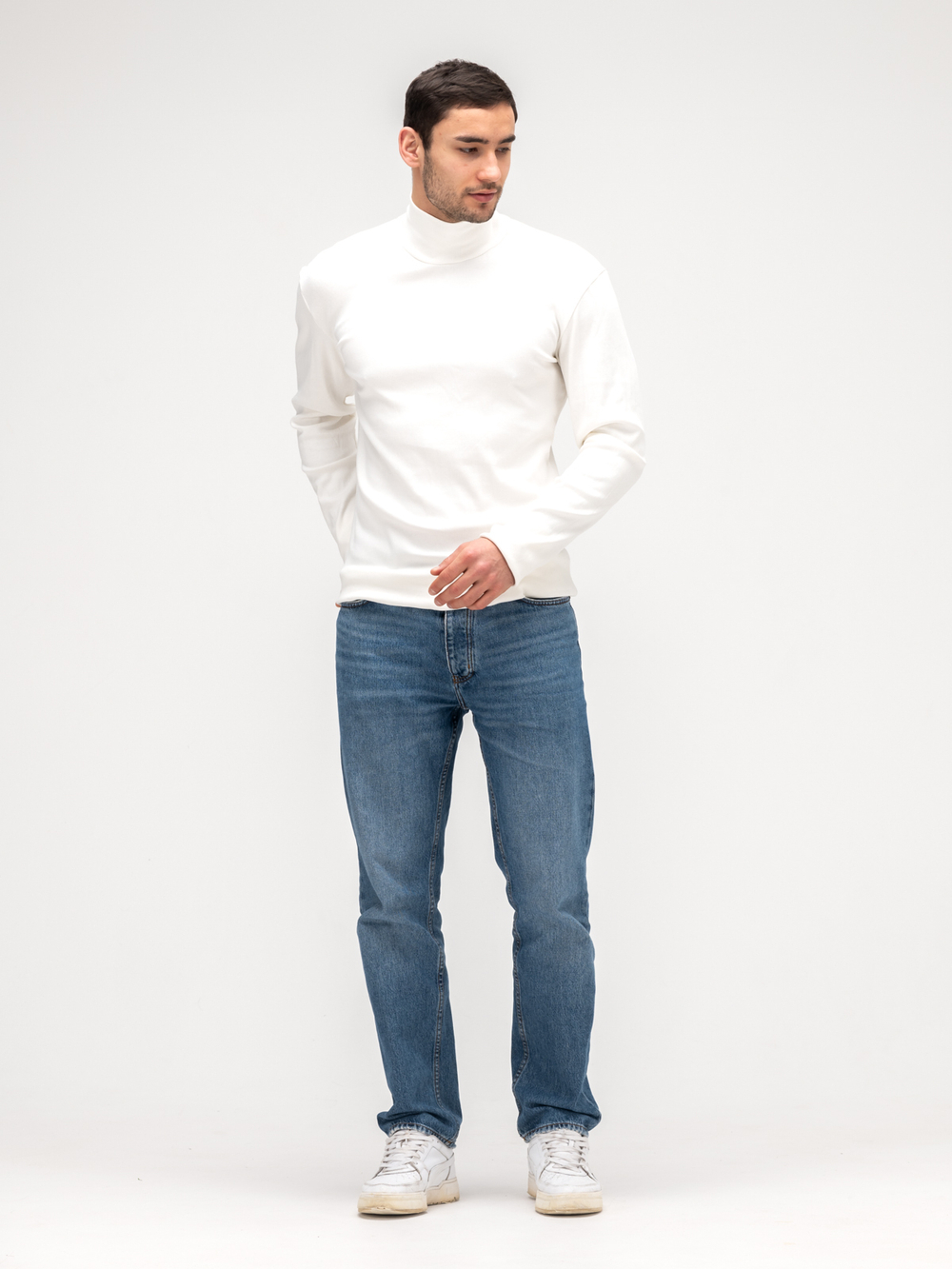 Водолазка мужская хлопковая. Белая