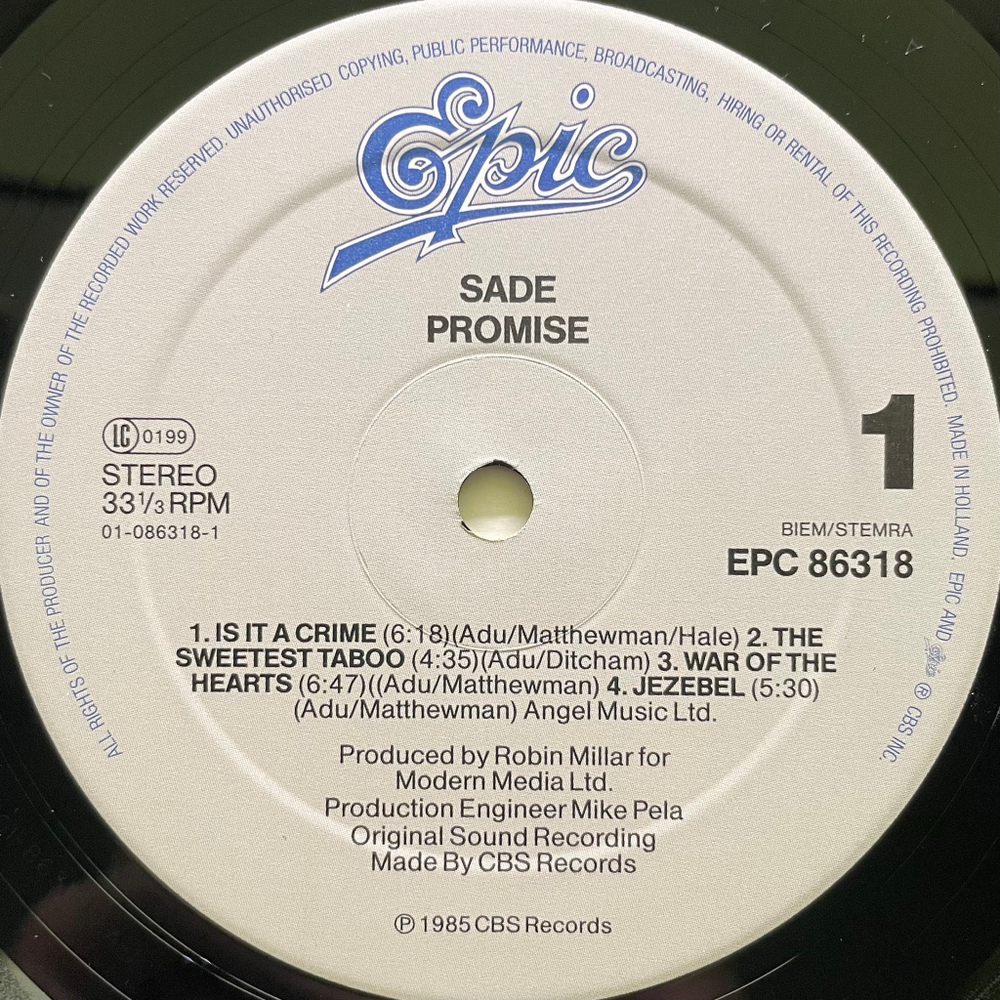 Sade - Promise (Голландия 1985г.)