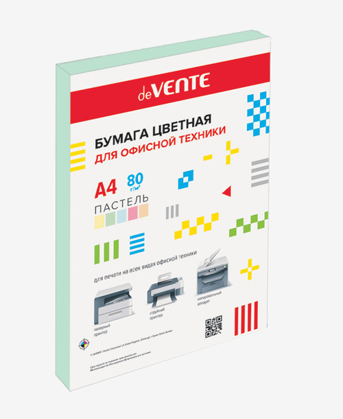 Бумага цветная офисная ДЕВЕНТЕ А4 50 л. пастель салатовая 80 г/м2 (2072254)