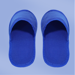 Тапки махра/флис, закрытый мыс (100 пар) одноразовые, синие (васильковые)