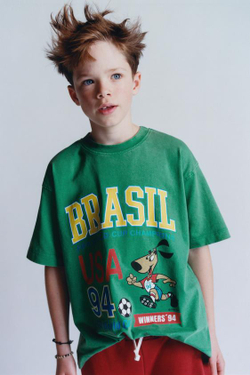 ZARA ФУТБОЛКА С ПРИНТОМ FIFA WORLD CUP™ 1994, ЗЕЛЕНЫЙ