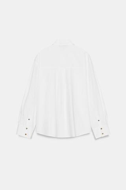 ZARA РУБАШКА ИЗ ПОПЛИНА С КОНТРАСТНЫМИ ПУГОВИЦАМИ, БЕЛЫЙ