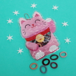 Резинки детские для волос 30шт (+-2 шт)»Фантазия- Котик», цвет микс, с цепочкой, 16*12,5см