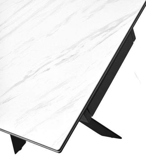 Стол BELLUNO 160 MARBLES KL-99 Белый мрамор матовый, итальянская керамика/ черный каркас