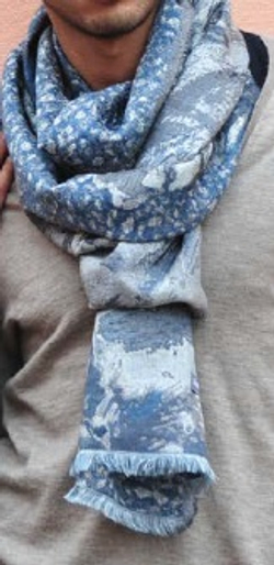 Шарф SOURCES BLEU Шаль 63% 37% Petrusse 50x190 Голубой