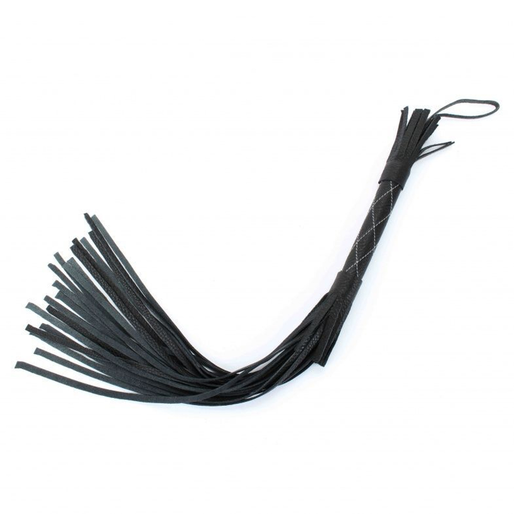 Аккуратная чёрная плетка из натуральной кожи - 60 см. (Цвет: черный)