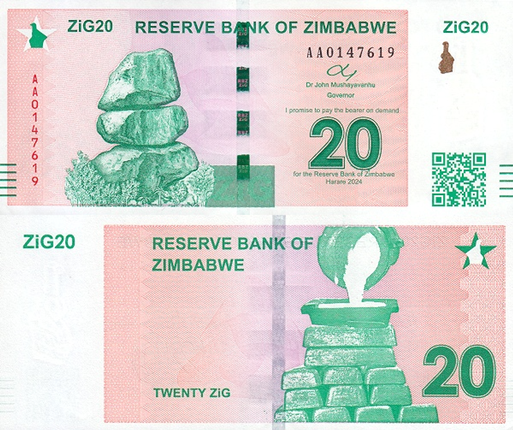 Зимбабве 20 зиг 2024 Разливка жидкого золота UNC