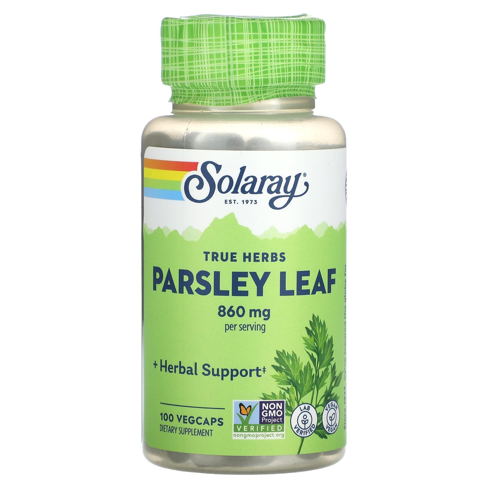 Solaray, True Herbs, листья петрушки, 100 вегетарианских капсул (430 мг на капсулу)