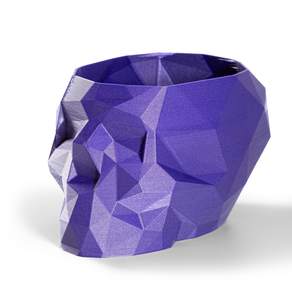 Череп-Ваза для конфет/карандашей, полигональная, 3D печать, фиолетовая