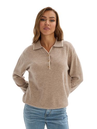 Темно-бежевое поло с длинным рукавом из шерсти