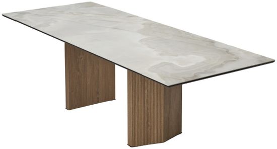 Стол МОЦАРТ 200 REX 769925, Бежевый мрамор, керамика / Дуб монтана